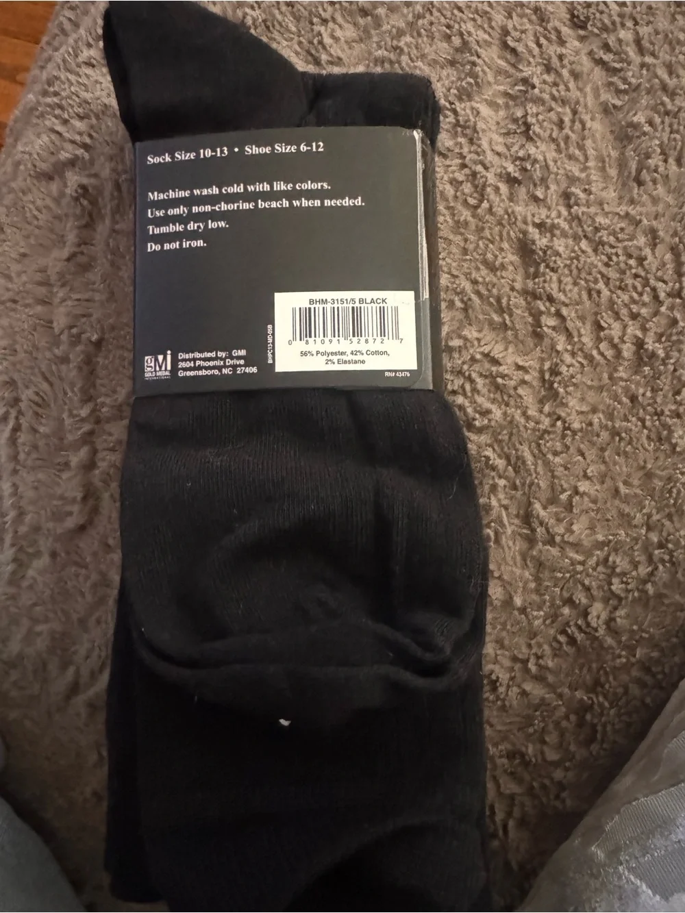 Beverly Hills Polo Club Black Ribbed Dress Socks - 5 Pair Pack